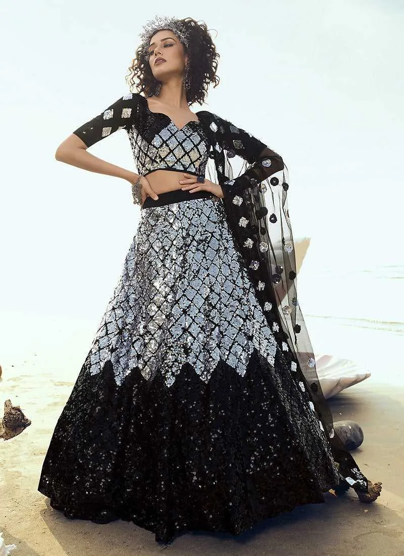 Black Sequins Embroidered Stylish Lehenga Choli