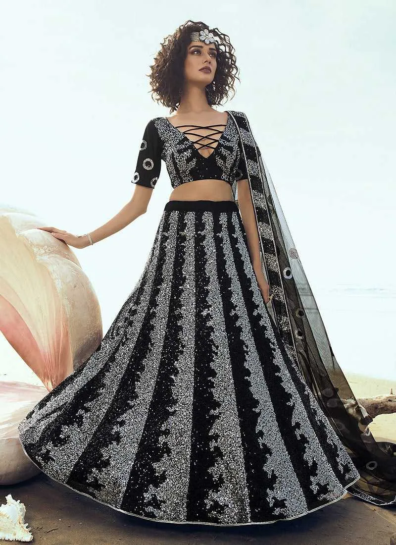 Black Sequins Embroidered Stylish Lehenga Choli