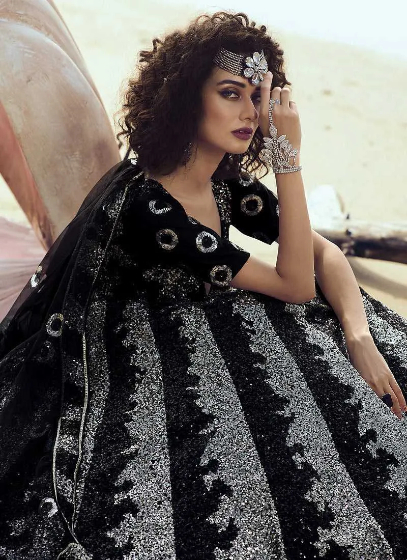 Black Sequins Embroidered Stylish Lehenga Choli