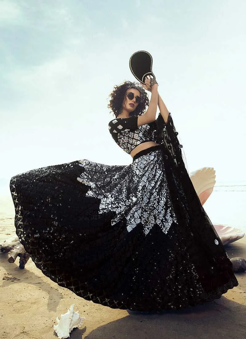 Black Sequins Embroidered Stylish Lehenga Choli