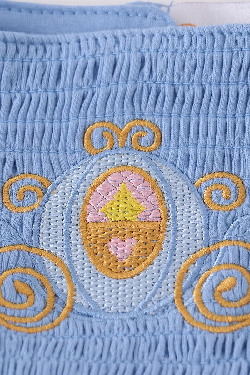 Blue Cinderella Smocked Girl Set