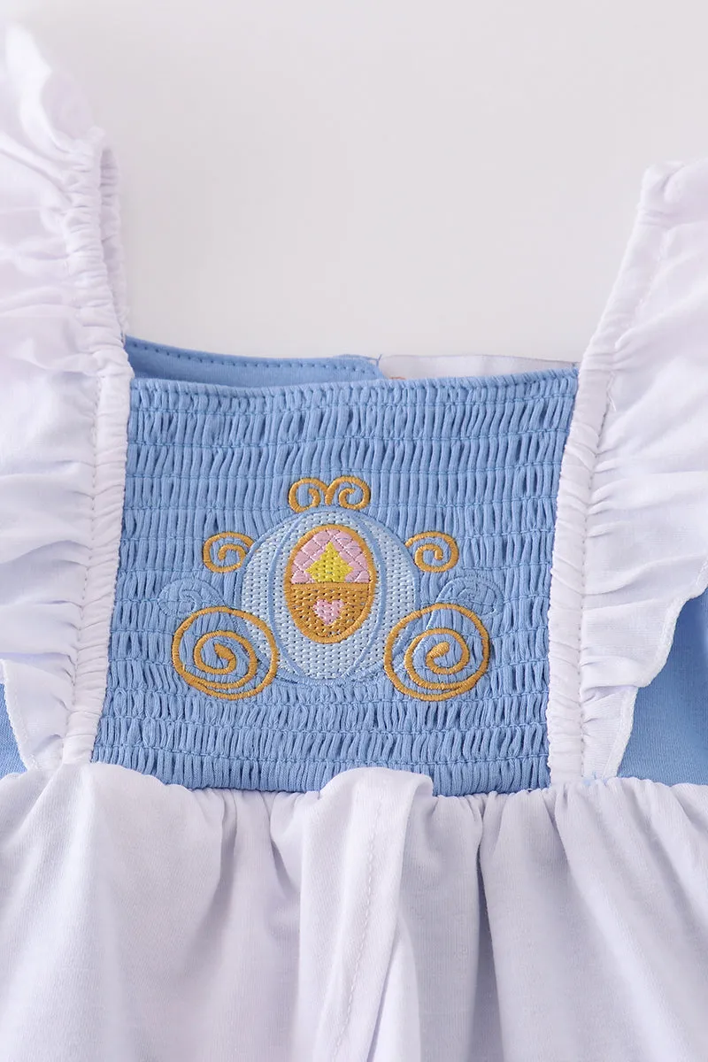 Blue Cinderella Smocked Girl Set