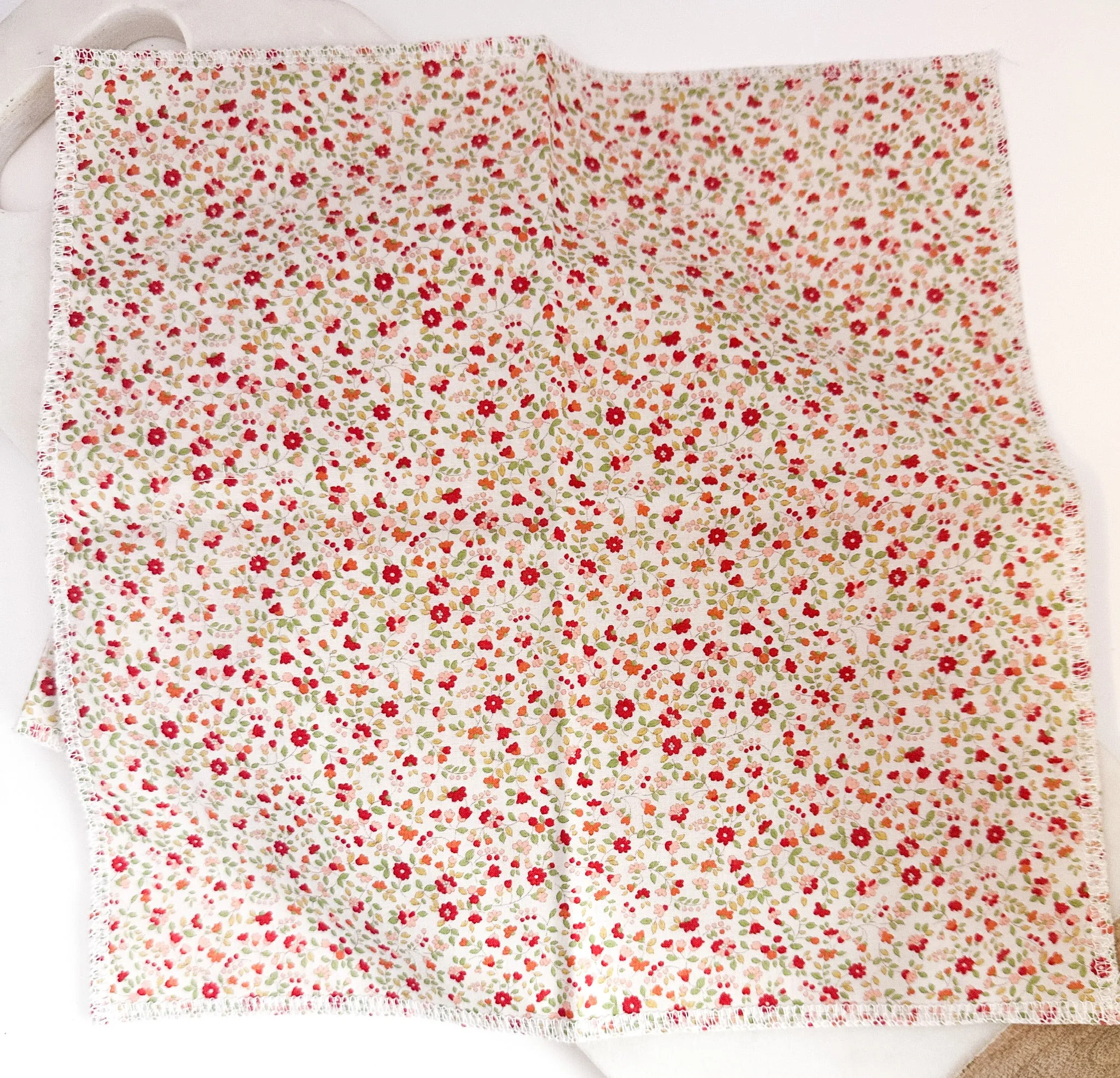 Blush and Apple Red Ditzy Floral Napkins