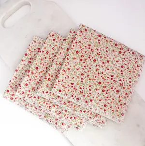 Blush and Apple Red Ditzy Floral Napkins