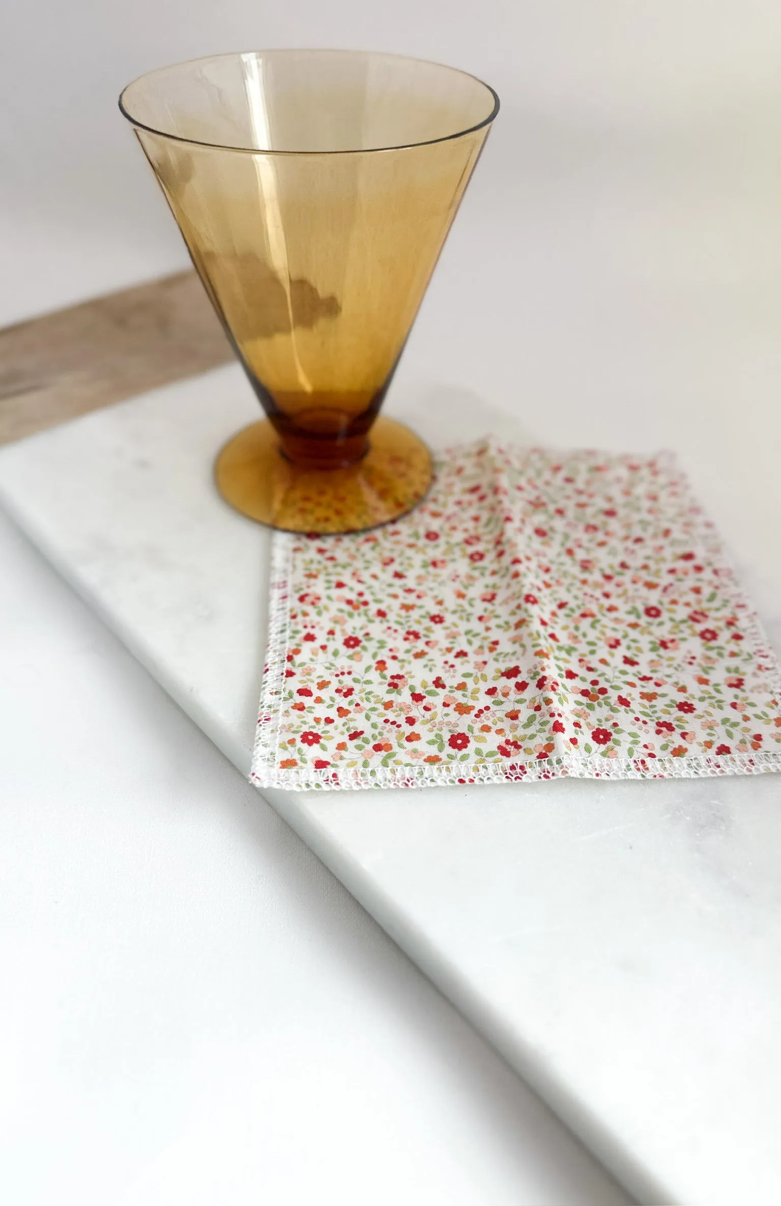Blush and Apple Red Ditzy Floral Napkins