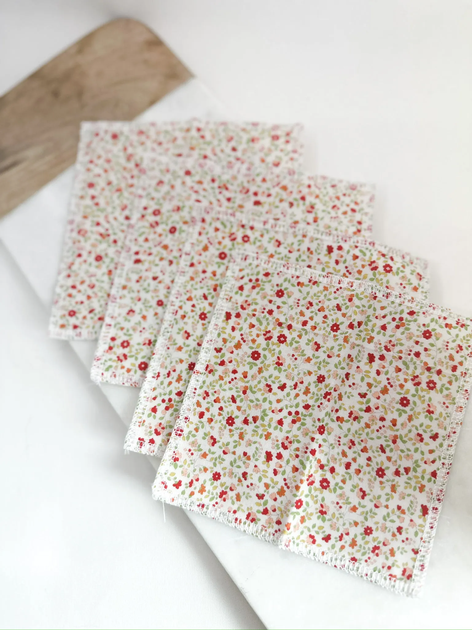 Blush and Apple Red Ditzy Floral Napkins