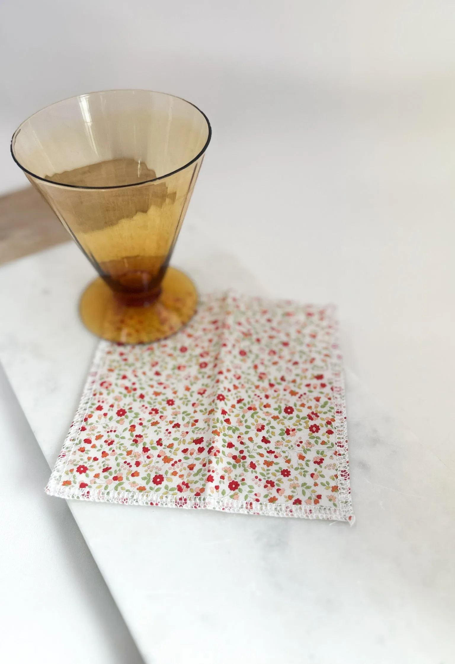 Blush and Apple Red Ditzy Floral Napkins