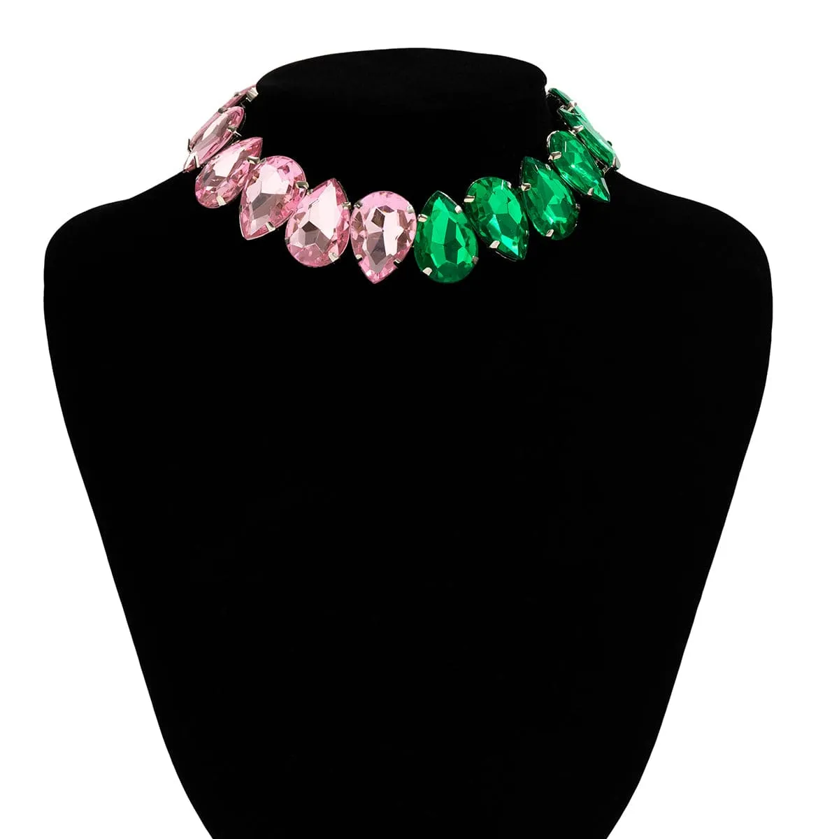 Boho Two Tone CZ Inlaid Waterdrop Choker Necklace