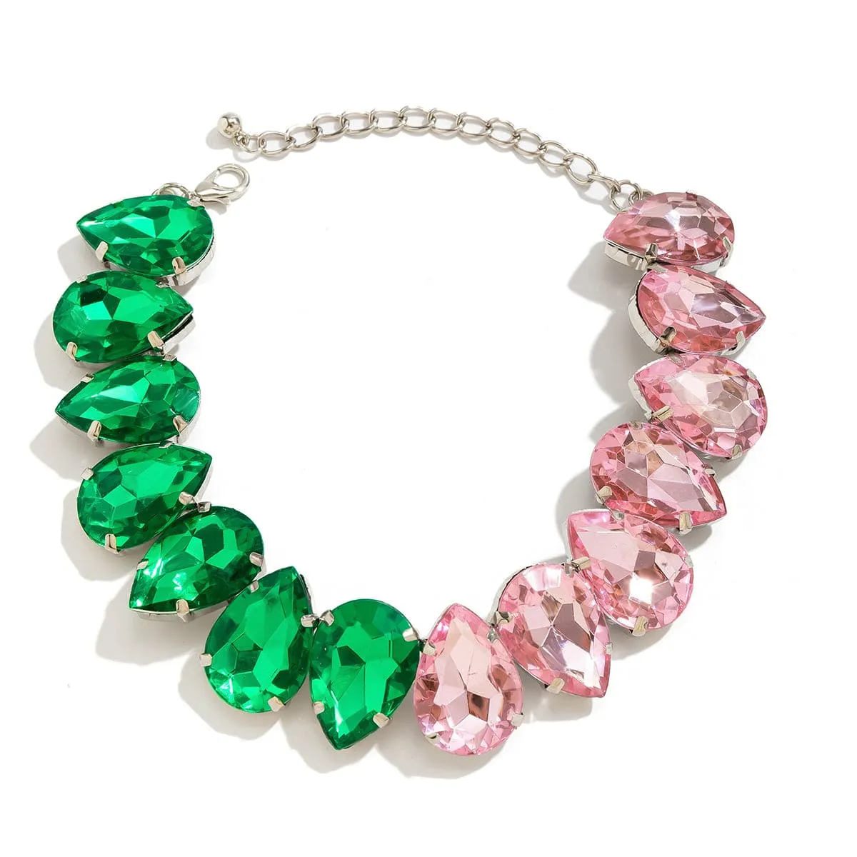 Boho Two Tone CZ Inlaid Waterdrop Choker Necklace