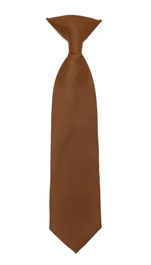 Boys 13" Premium Brown Clip On Necktie