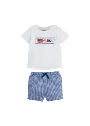 BOYS FLAG SMOCKED TEE AND SHORTS SET