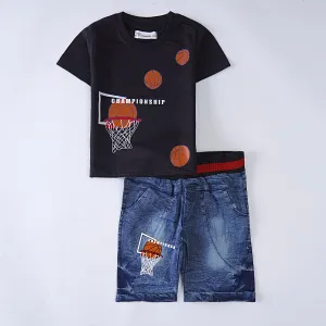 Boys Half Sleeves 2 Piece Suit (Basket-Ball)