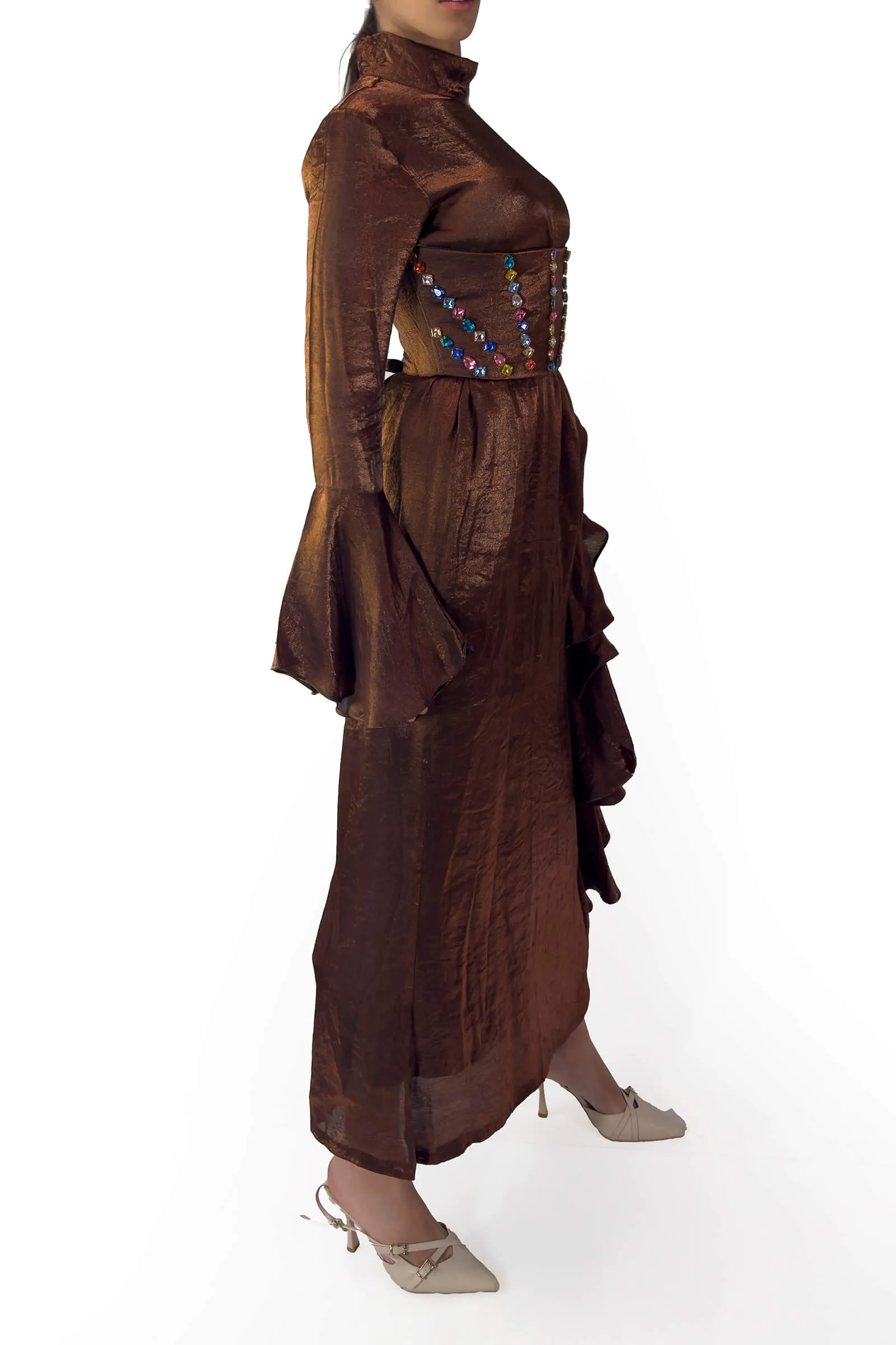 Bronze Ember Embellished Corset Dress