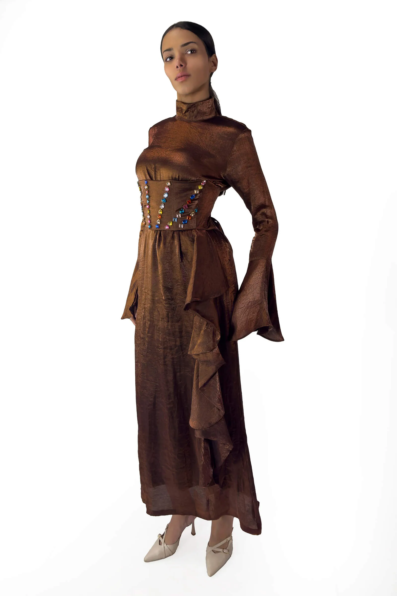 Bronze Ember Embellished Corset Dress