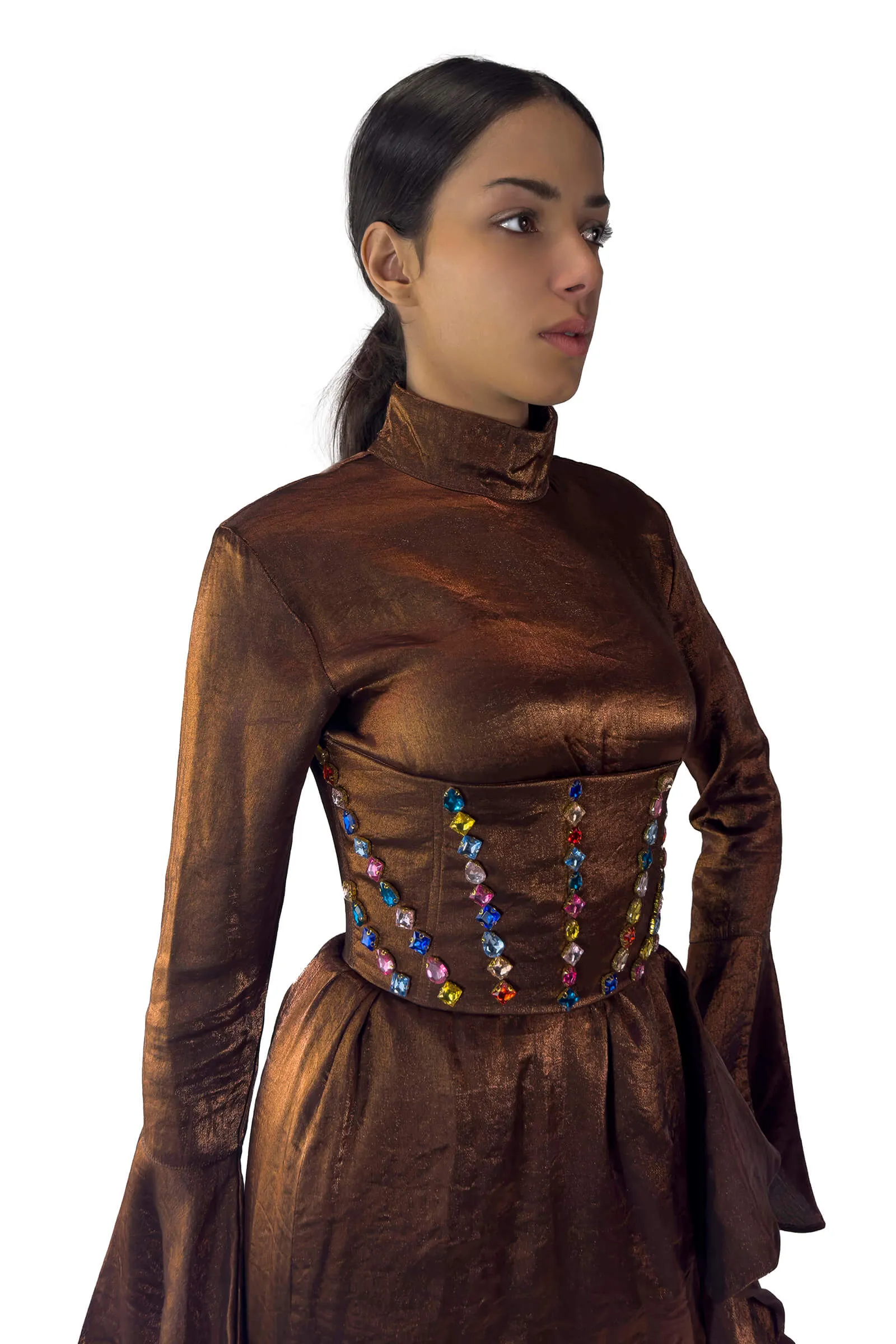 Bronze Ember Embellished Corset Dress