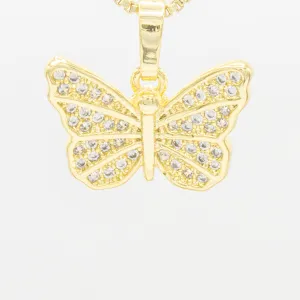 Butterfly 4 Cubic Zirconia Pendant 14K Gold Filled Women Jewelry