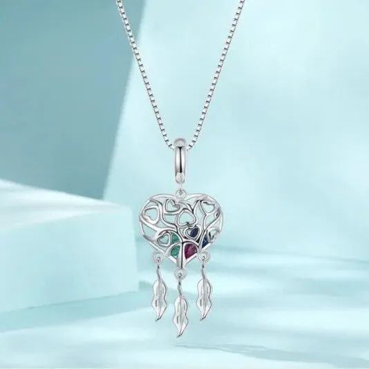 Butterfly Vine & Tree of Life Heart Shaped Dream Catcher Necklace