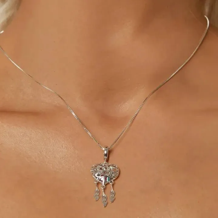 Butterfly Vine & Tree of Life Heart Shaped Dream Catcher Necklace