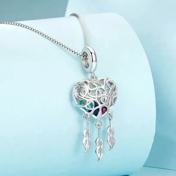 Butterfly Vine & Tree of Life Heart Shaped Dream Catcher Necklace