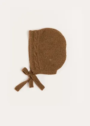 Cable Detail Knitted Bonnet in Brown (S-L)