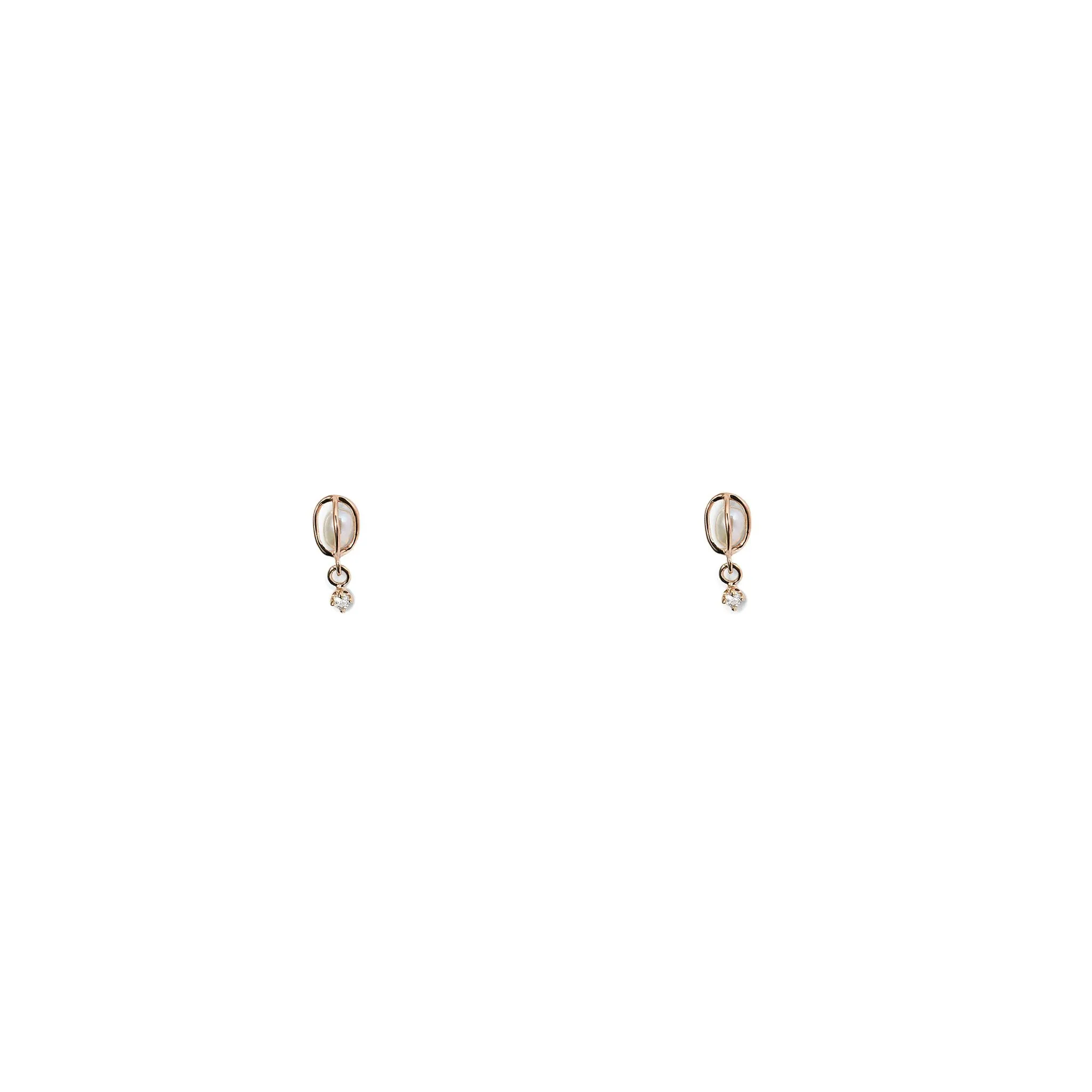 Caged Pearl & Diamond Drop Earring