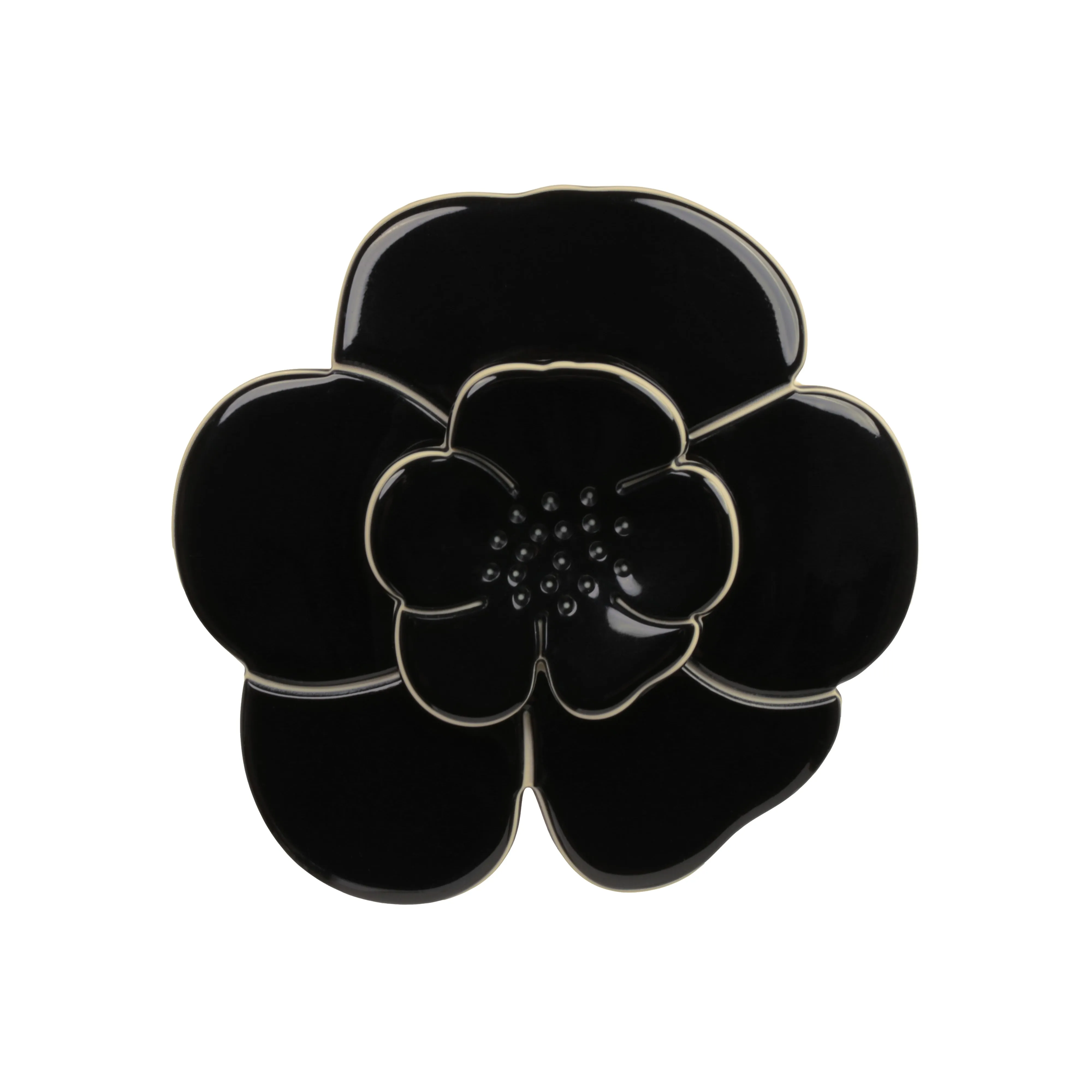 Camellia Medium Black Brooch