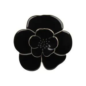 Camellia Medium Black Brooch