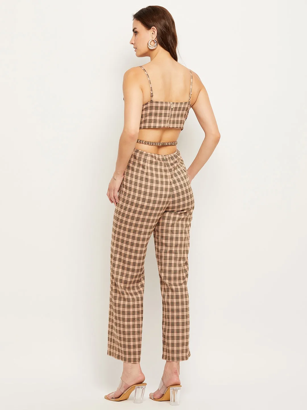 Camla Barcelona Women Beige Cut Out Spaghetti Strap Jumpsuit