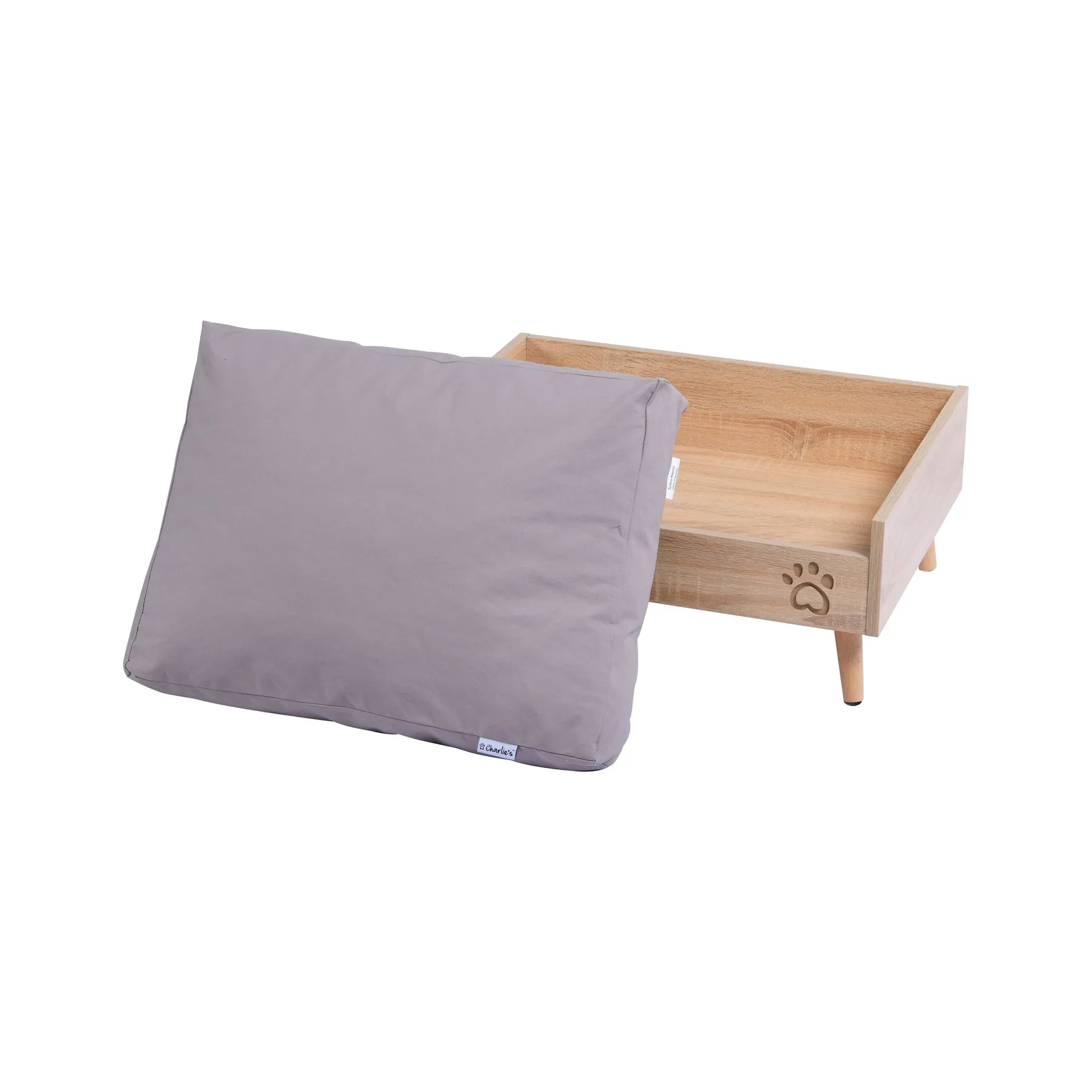 Charlie's Scandi Elevated Bed Natural/Grey 64×48.8×25.4cm