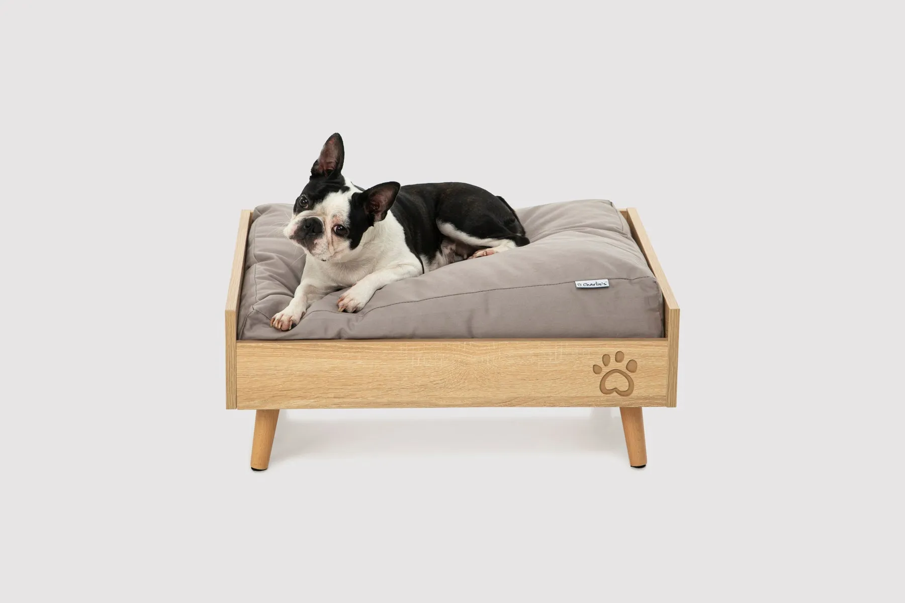 Charlie's Scandi Elevated Bed Natural/Grey 64×48.8×25.4cm
