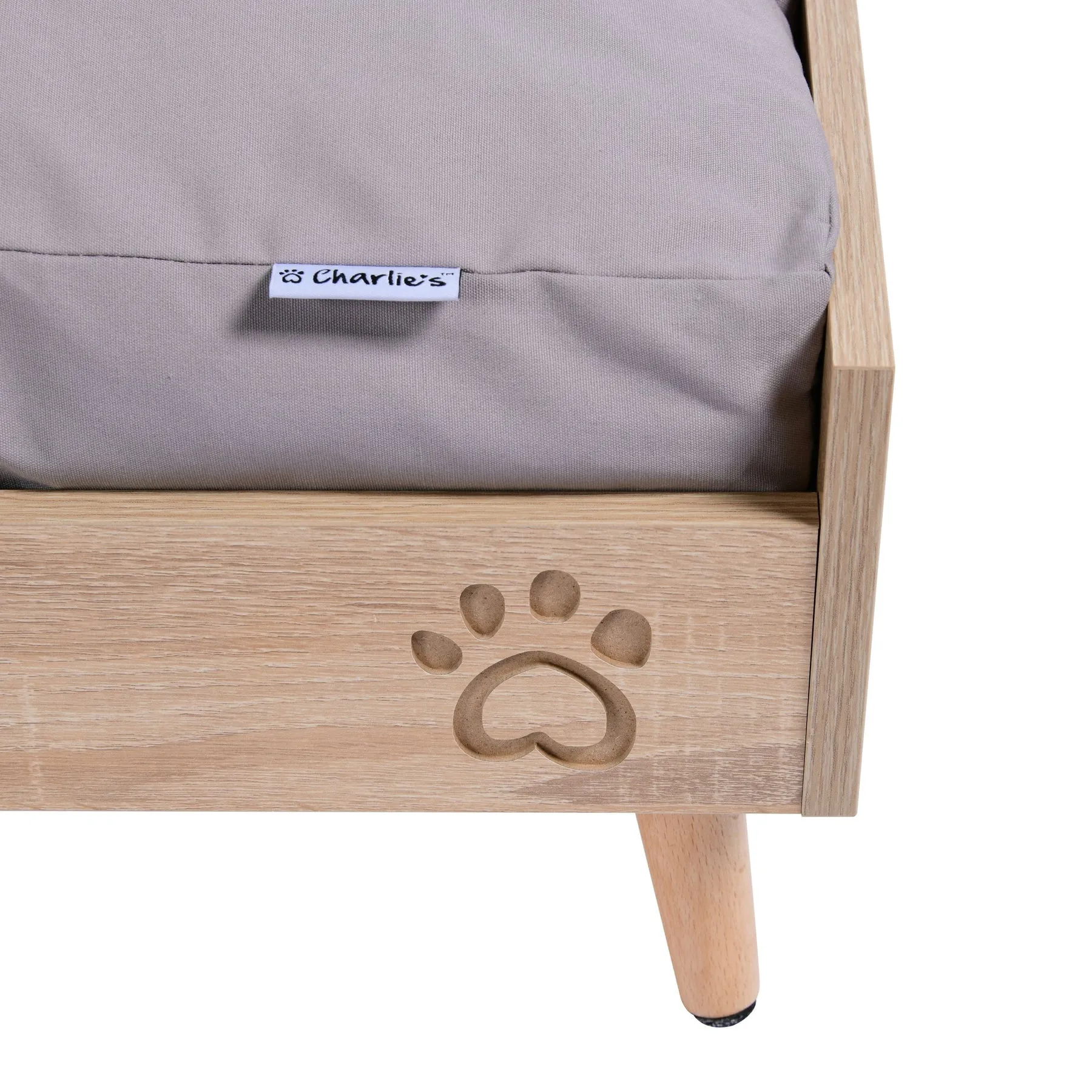 Charlie's Scandi Elevated Bed Natural/Grey 64×48.8×25.4cm