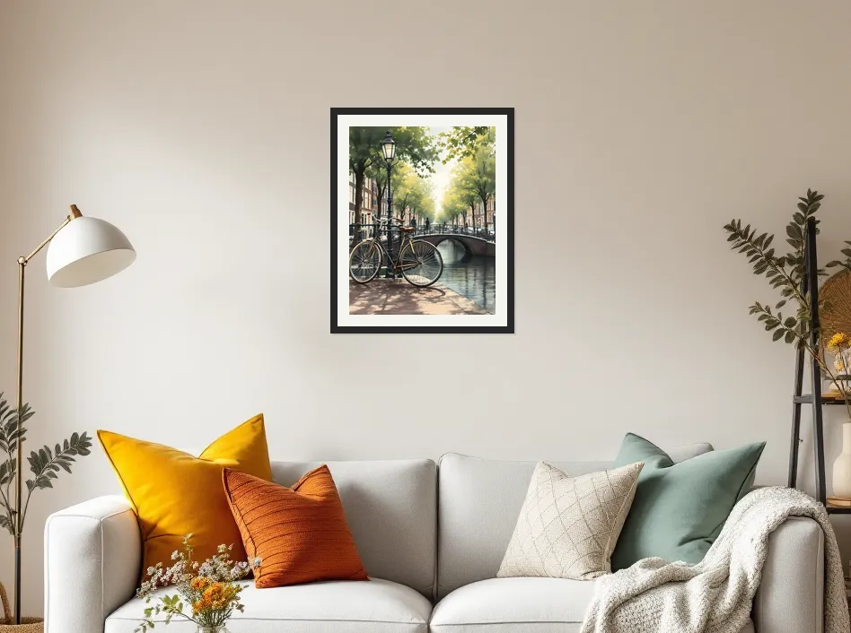 Charming Amsterdam Canal Scene Wall Art Poster