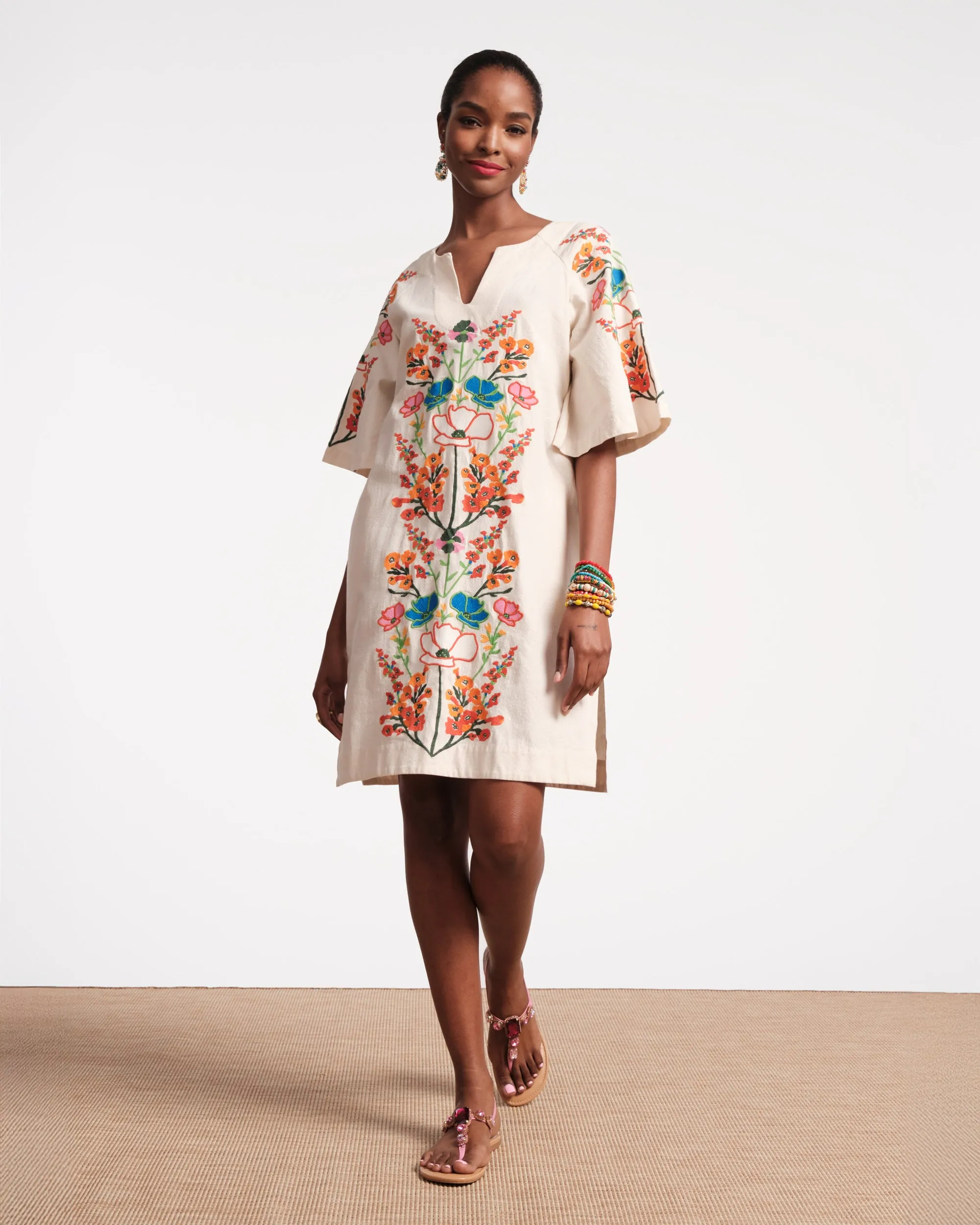 Charming Caftan Mini - Botanical Bash White