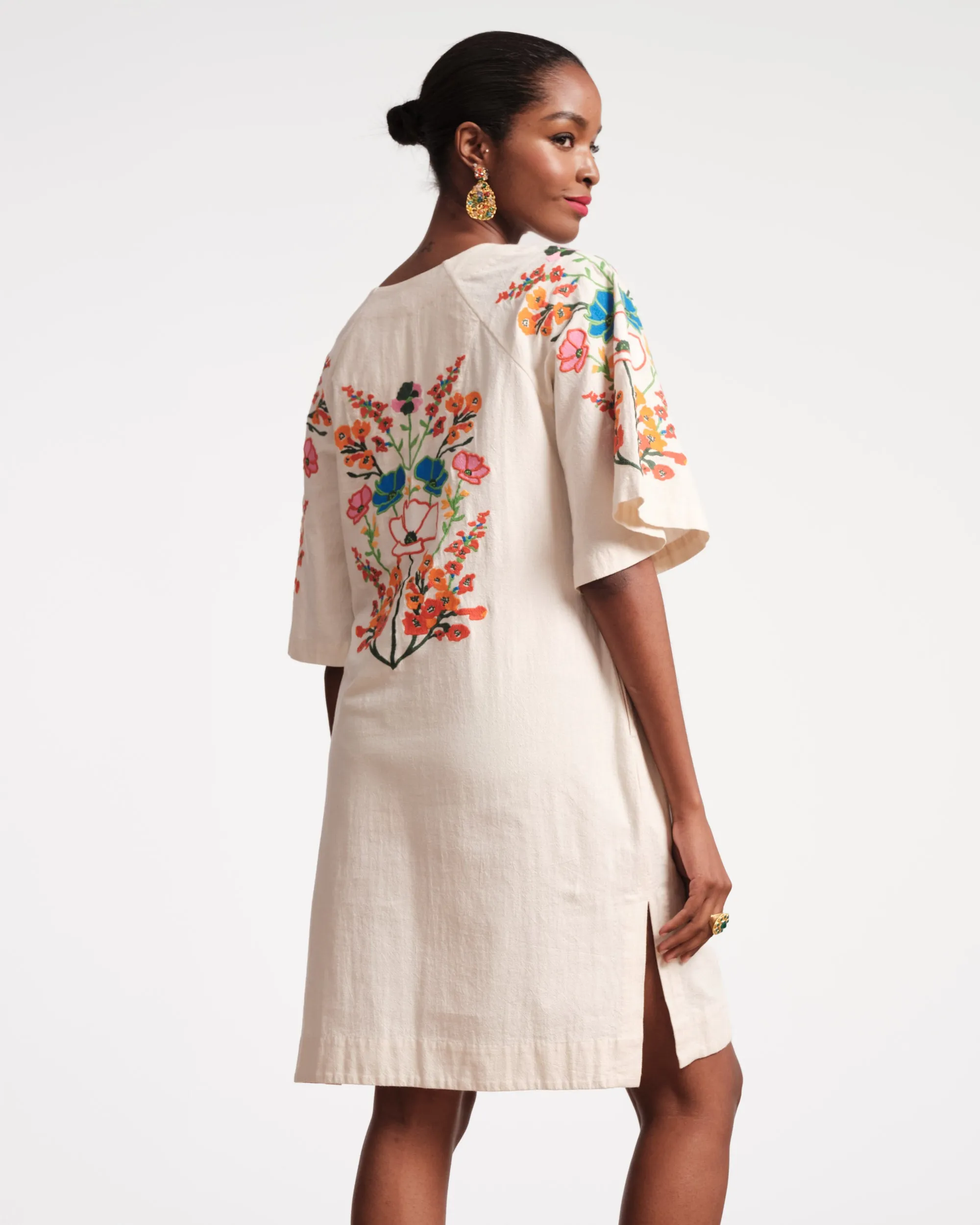 Charming Caftan Mini - Botanical Bash White