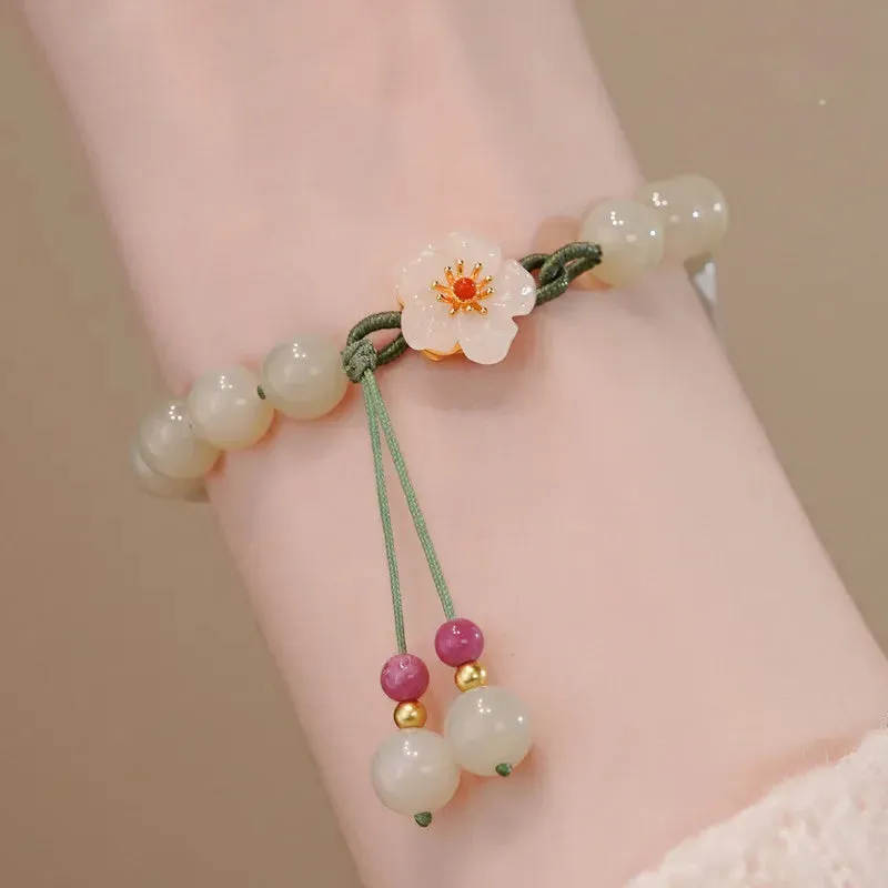 Charming Kawaii Peach Blossom Woven Bracelet 🌸✨