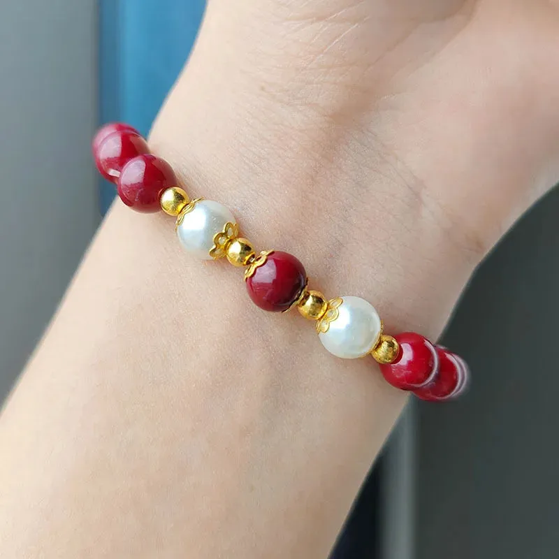 Charming Kawaii Peach Blossom Woven Bracelet 🌸✨