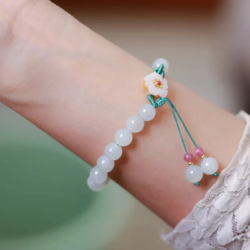 Charming Kawaii Peach Blossom Woven Bracelet 🌸✨