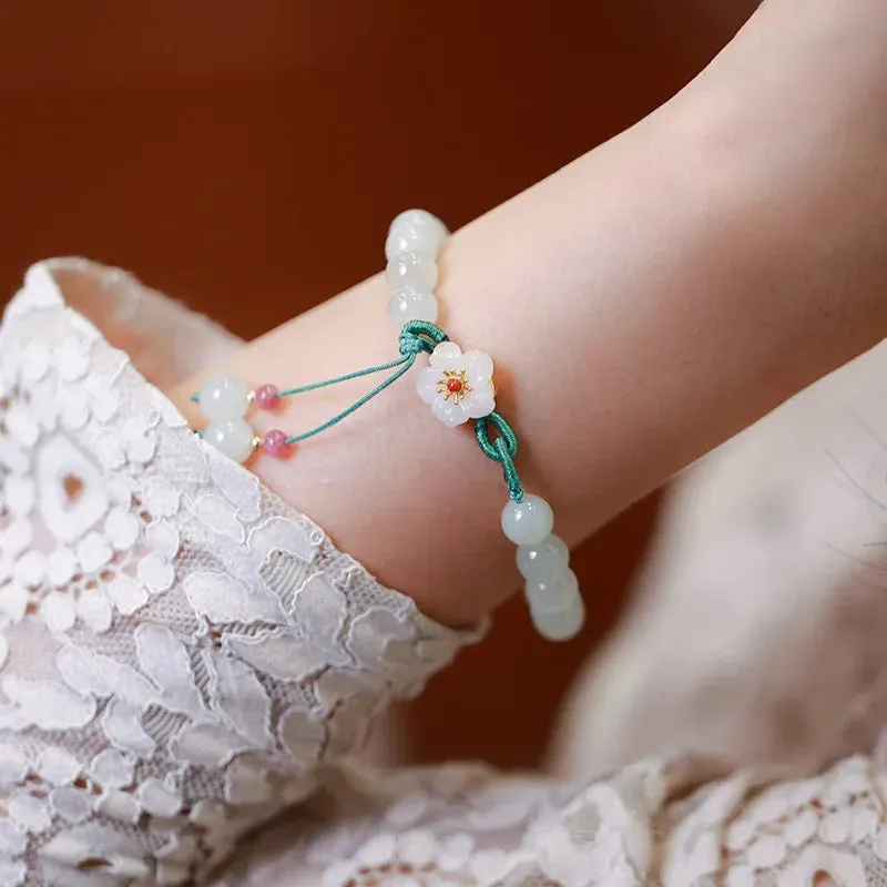 Charming Kawaii Peach Blossom Woven Bracelet 🌸✨