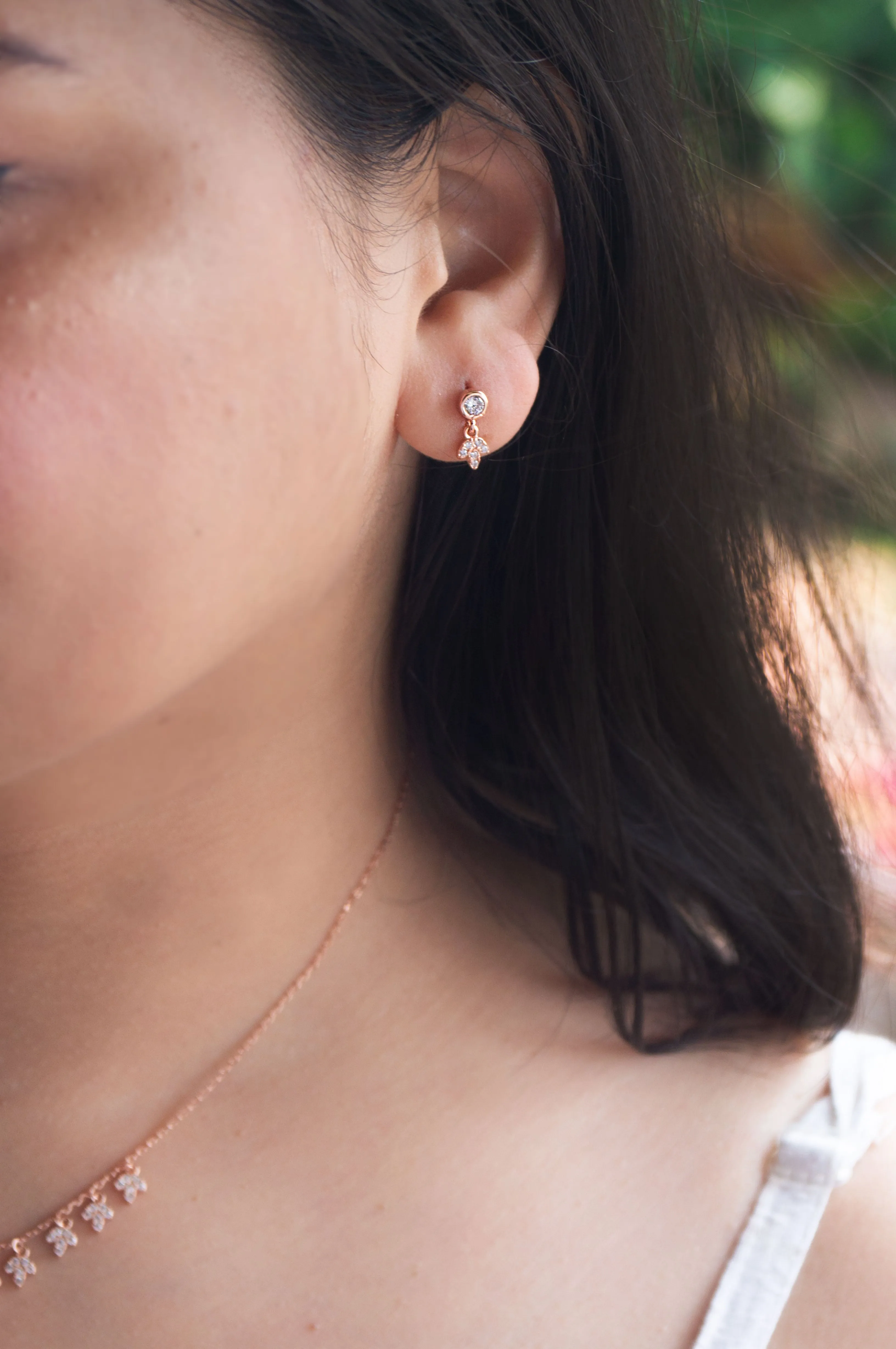 Charming Leaves Rose Gold Plated Sterling Silver Drop Earrings