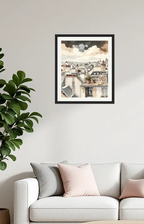 Charming Parisian Rooftops Art Wall Art Poster