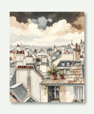 Charming Parisian Rooftops Art Wall Art Poster