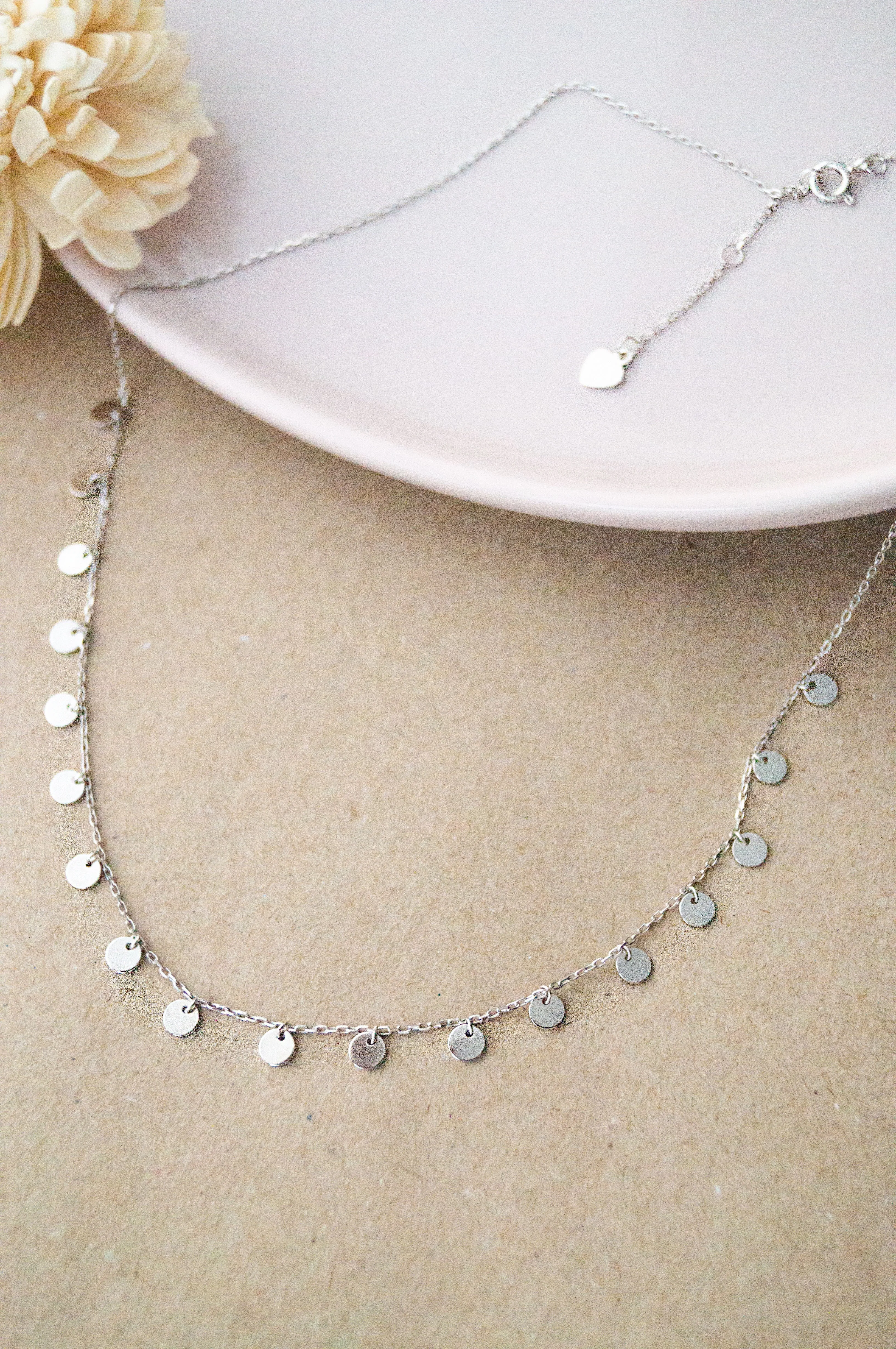 Charming Tiny Circles Sterling Silver Chain Necklace