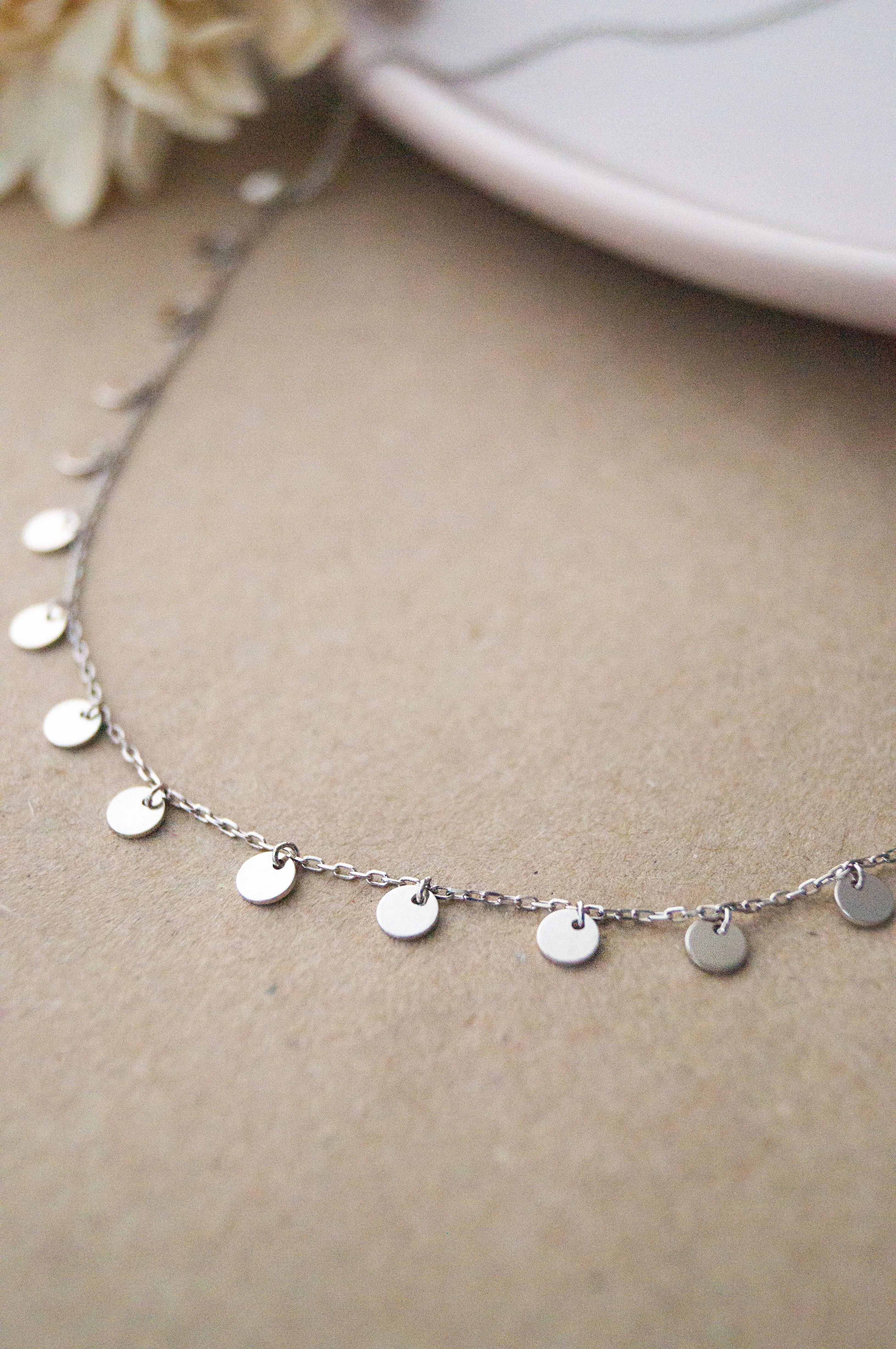 Charming Tiny Circles Sterling Silver Chain Necklace
