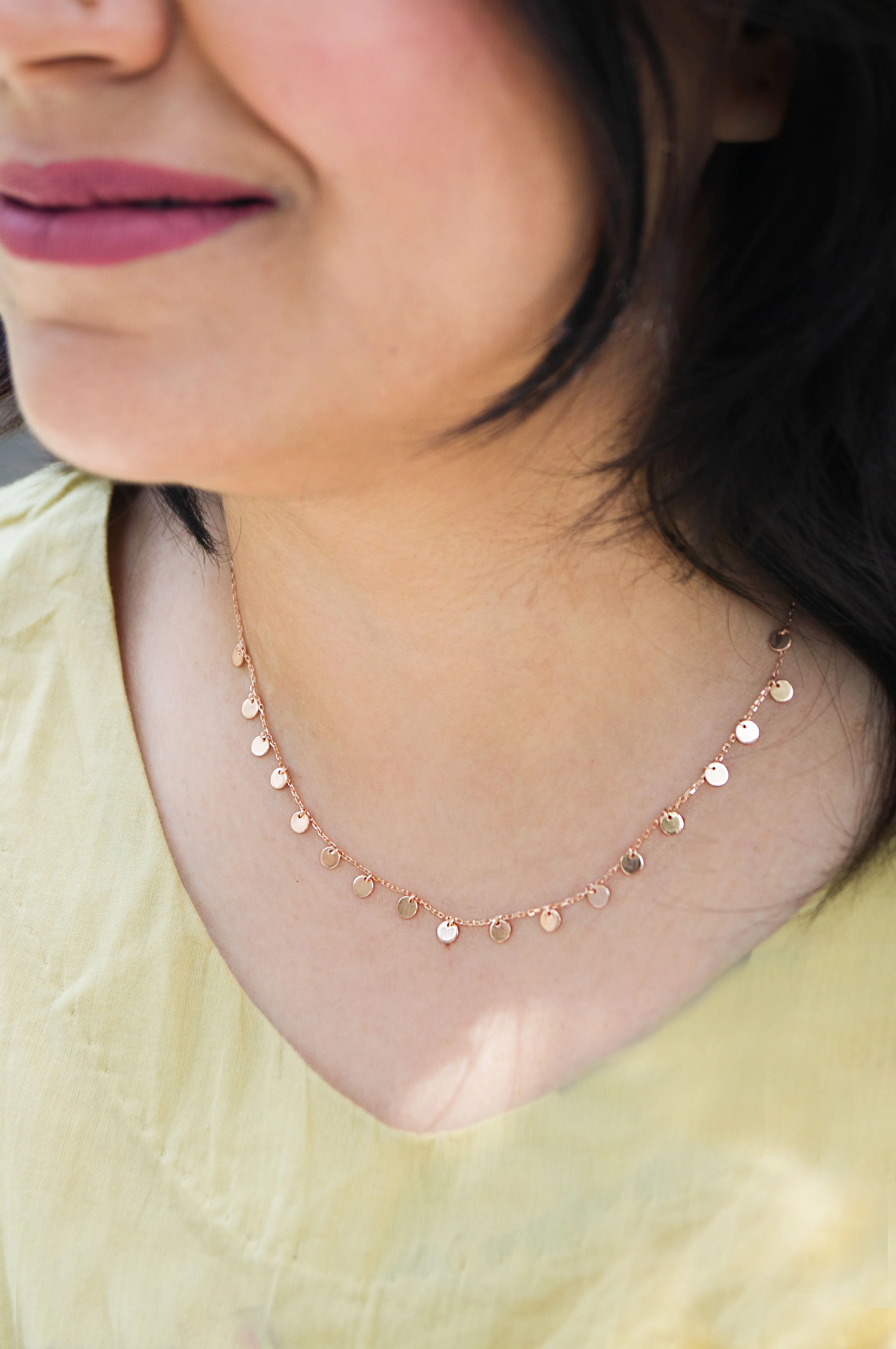 Charming Tiny Circles Sterling Silver Chain Necklace