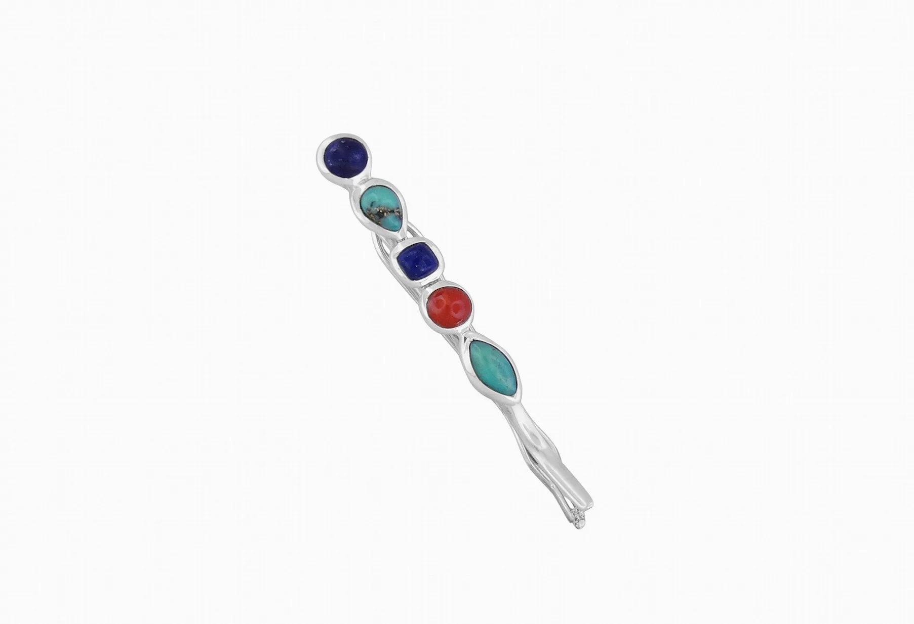 Chic lapis, turquoise and coral hair clip