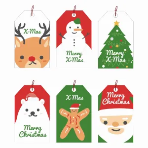Christmas Gift Tags with String 06 - Pack of 30