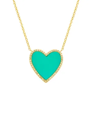 Clara Turquoise Diamond Heart Necklace 14K