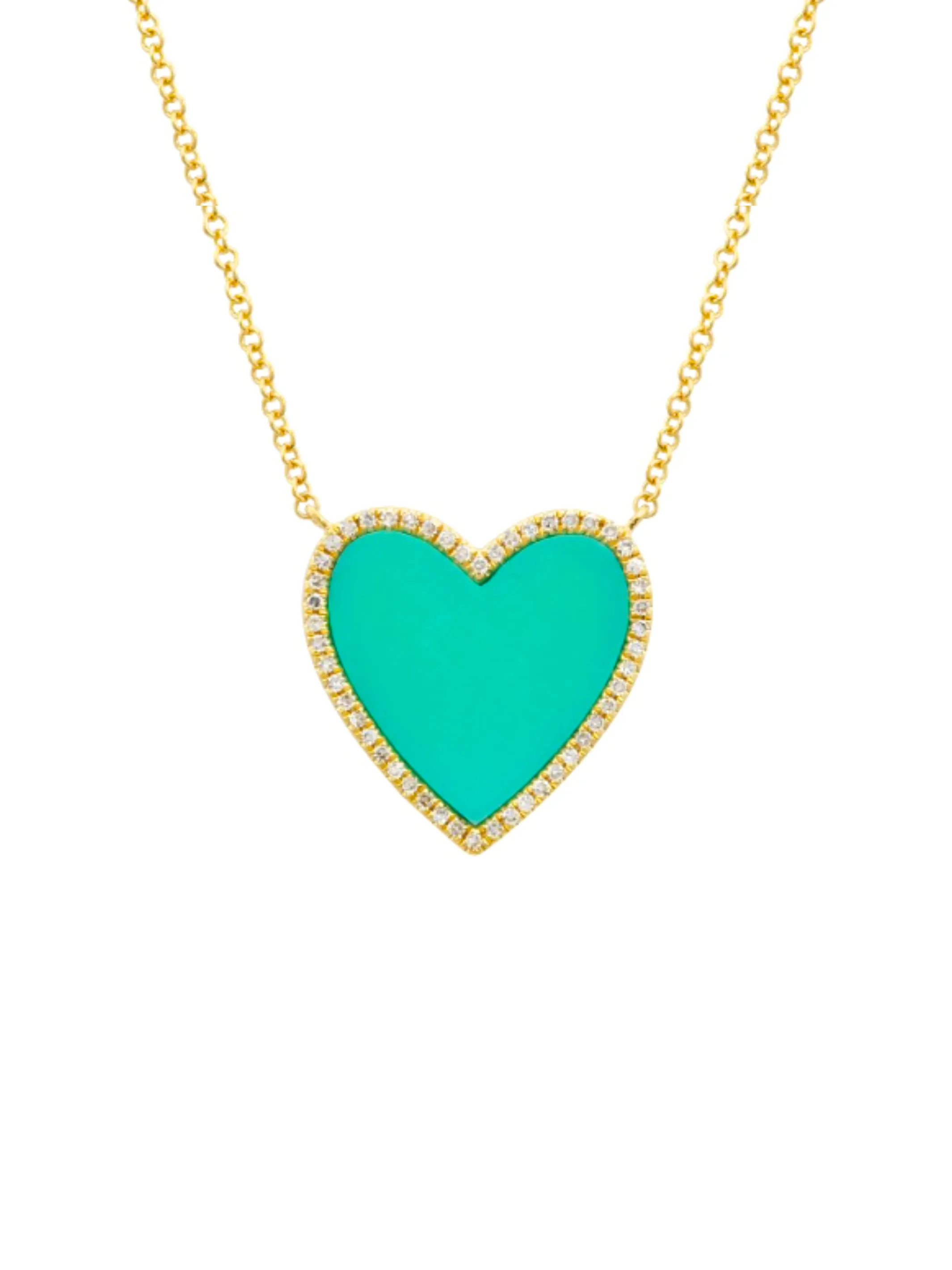 Clara Turquoise Diamond Heart Necklace 14K