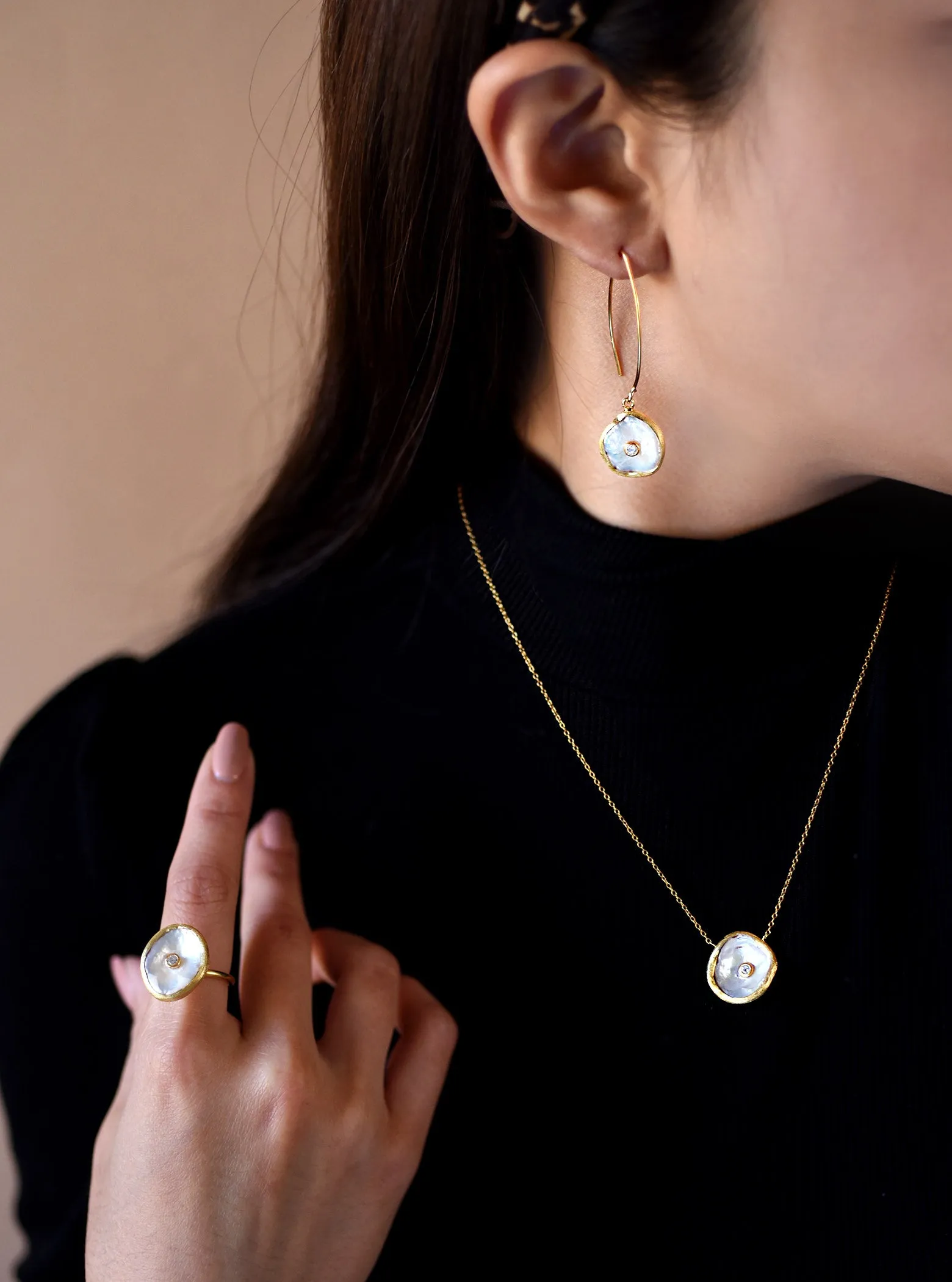 Coin Pearl CZ Necklace