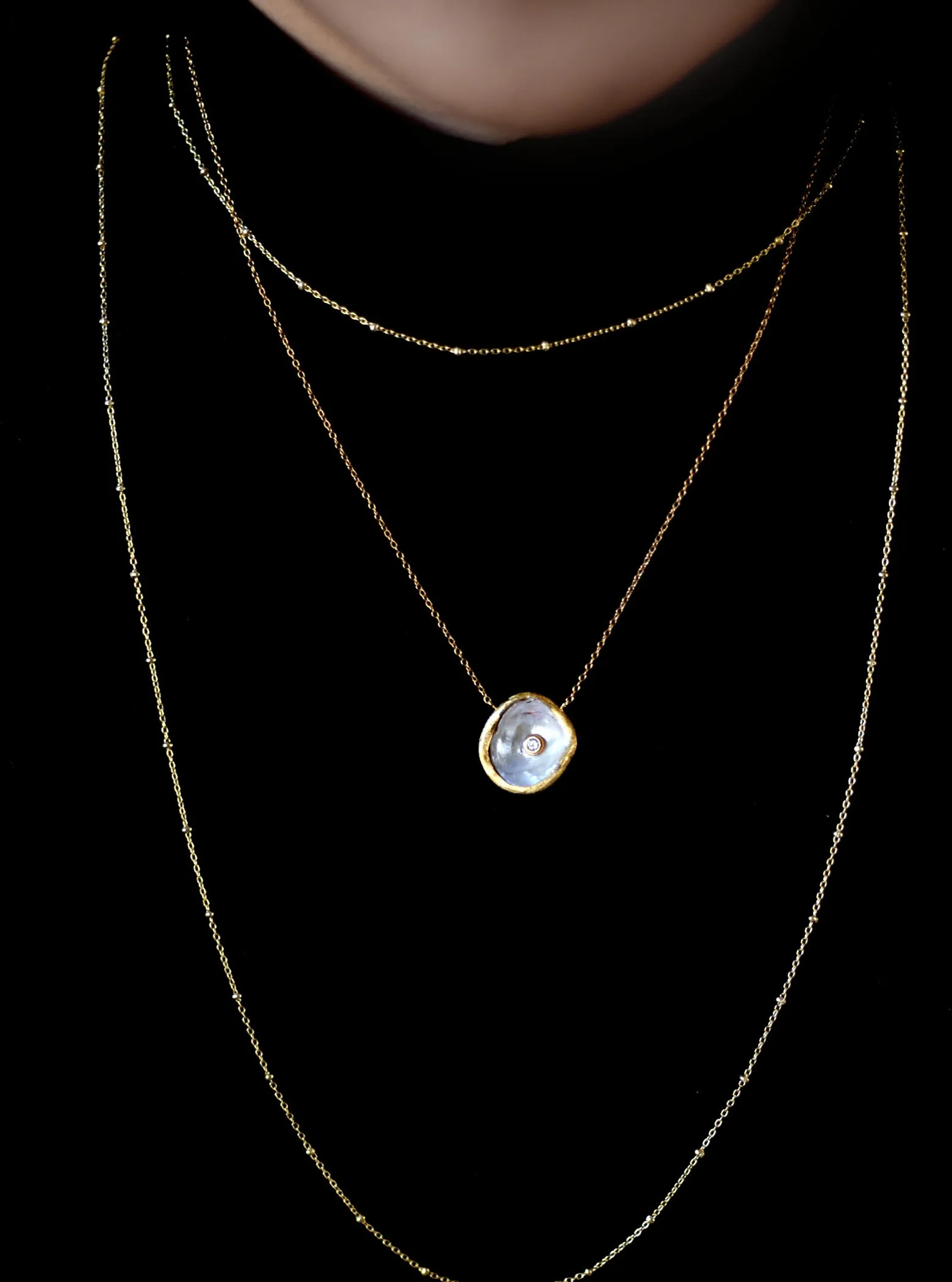 Coin Pearl CZ Necklace